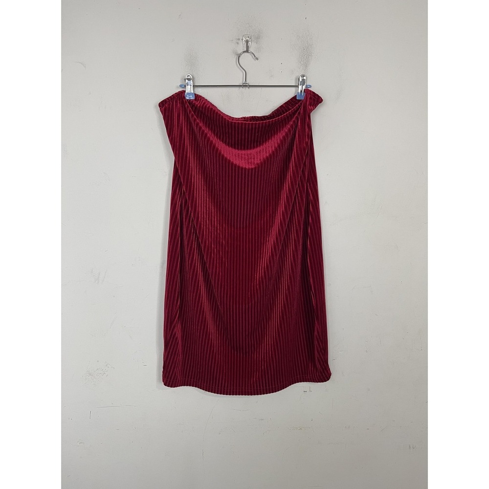 Shein Curve Womens Dress 2XL Red Ribbed Velvet Strapless Tube Top Plus Size